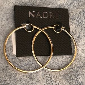 Nadri gold tone w crystals BNWT hoop earrings